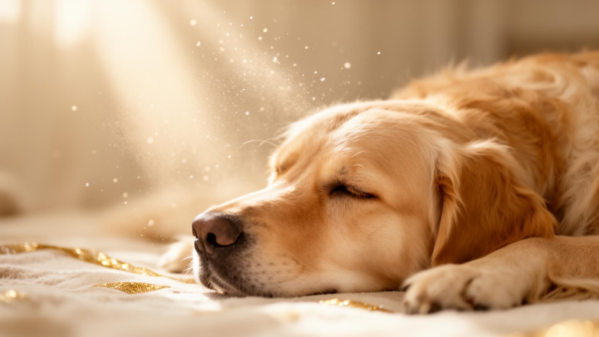 Cãozinho descansando em paz sob luz suave da manhã